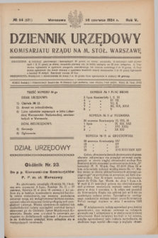 Dziennik Urzędowy Komisarjatu Rządu na M. Stoł. Warszawę. R.5, № 54 (25 czerwca 1924) = № 971