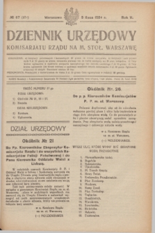 Dziennik Urzędowy Komisarjatu Rządu na M. Stoł. Warszawę. R.5, № 57 (5 lipca 1924) = № 974
