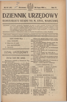 Dziennik Urzędowy Komisarjatu Rządu na M. Stoł. Warszawę. R.5, № 63 (26 lipca 1924) = № 980
