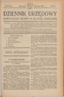 Dziennik Urzędowy Komisarjatu Rządu na M. Stoł. Warszawę. R.5, № 64 (30 lipca 1924) = № 981