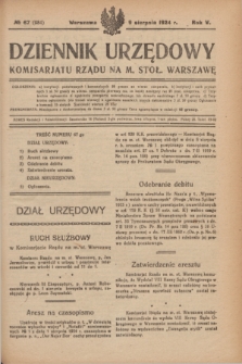 Dziennik Urzędowy Komisarjatu Rządu na M. Stoł. Warszawę. R.5, № 67 (9 sierpnia 1924) = № 984