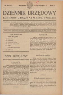 Dziennik Urzędowy Komisarjatu Rządu na M. Stoł. Warszawę. R.5, № 68 (13 sierpnia 1924) = № 985