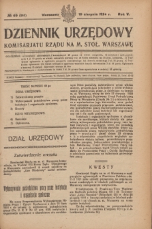 Dziennik Urzędowy Komisarjatu Rządu na M. Stoł. Warszawę. R.5, № 69 (19 sierpnia 1924) = № 986