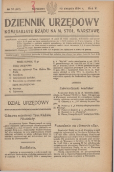 Dziennik Urzędowy Komisarjatu Rządu na M. Stoł. Warszawę. R.5, № 70 (23 sierpnia 1924) = № 987