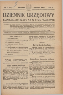 Dziennik Urzędowy Komisarjatu Rządu na M. Stoł. Warszawę. R.5, № 73 (3 września 1924) = № 990