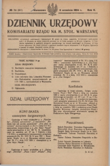 Dziennik Urzędowy Komisarjatu Rządu na M. Stoł. Warszawę. R.5, № 74 (6 września 1924) = № 991