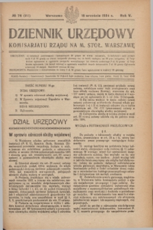 Dziennik Urzędowy Komisarjatu Rządu na M. Stoł. Warszawę. R.5, № 76 (16 września 1924) = № 993