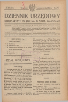 Dziennik Urzędowy Komisarjatu Rządu na M. Stoł. Warszawę. R.5, № 81 (1 października 1924) = № 998