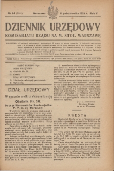 Dziennik Urzędowy Komisarjatu Rządu na M. Stoł. Warszawę. R.5, № 84 (11 października 1924) = № 1001