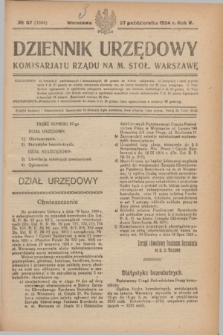 Dziennik Urzędowy Komisarjatu Rządu na M. Stoł. Warszawę. R.5, № 87 (27 października 1924) = № 1004