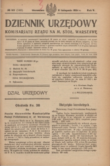 Dziennik Urzędowy Komisarjatu Rządu na M. Stoł. Warszawę. R.5, № 90 (6 listopada 1924) = № 1007