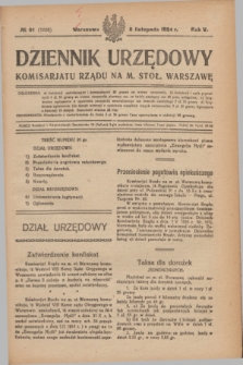 Dziennik Urzędowy Komisarjatu Rządu na M. Stoł. Warszawę. R.5, № 91 (8 listopada 1924) = № 1008