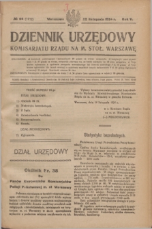 Dziennik Urzędowy Komisarjatu Rządu na M. Stoł. Warszawę. R.5, № 95 (22 listopada 1924) = № 1012