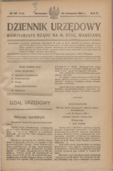 Dziennik Urzędowy Komisarjatu Rządu na M. Stoł. Warszawę. R.5, № 96 (26 listopada 1924) = № 1013