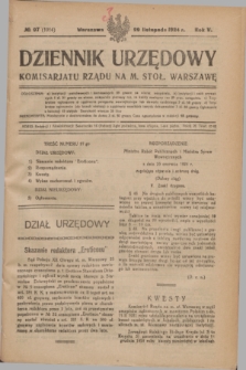 Dziennik Urzędowy Komisarjatu Rządu na M. Stoł. Warszawę. R.5, № 97 (29 listopada 1924) = № 1014