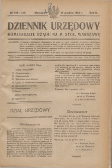 Dziennik Urzędowy Komisarjatu Rządu na M. Stoł. Warszawę. R.5, № 102 (17 grudnia 1924) = № 1018