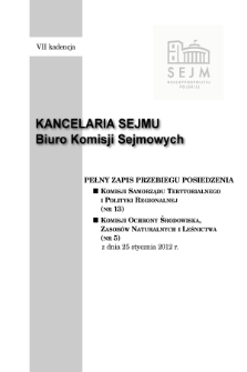 Pełny Zapis Przebiegu Posiedzenia Komisji Ochrony Środowiska, Zasobów Naturalnych i Leśnictwa (nr 5) z dnia 25 stycznia 2012 r.