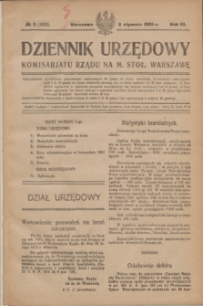 Dziennik Urzędowy Komisarjatu Rządu na M. Stoł. Warszawę. R.6, № 2 (8 stycznia 1925) = № 1023
