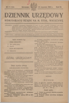 Dziennik Urzędowy Komisarjatu Rządu na M. Stoł. Warszawę. R.6, № 3 (10 stycznia 1925) = № 1024