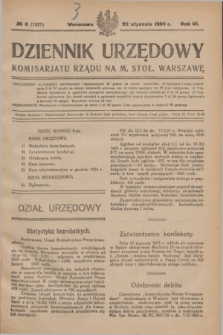 Dziennik Urzędowy Komisarjatu Rządu na M. Stoł. Warszawę. R.6, № 6 (22 stycznia 1925) = № 1027