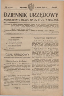 Dziennik Urzędowy Komisarjatu Rządu na M. Stoł. Warszawę. R.6, № 9 (3 lutego 1925) = № 1030