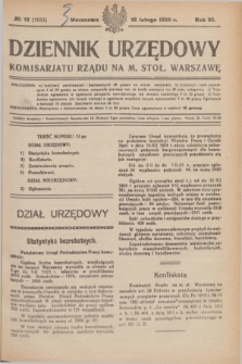 Dziennik Urzędowy Komisarjatu Rządu na M. Stoł. Warszawę. R.6, № 12 (12 lutego 1925) = № 1033