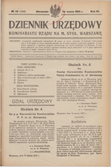 Dziennik Urzędowy Komisarjatu Rządu na M. Stoł. Warszawę. R.6, № 22 (24 marca 1925) = № 1043