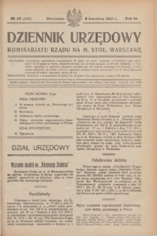 Dziennik Urzędowy Komisarjatu Rządu na M. Stoł. Warszawę. R.6, № 25 (6 kwietnia 1925) = № 1046