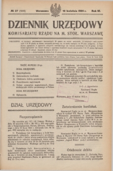Dziennik Urzędowy Komisariatu Rządu na M. Stoł. Warszawę. R.6, № 27 (16 kwietnia 1925) = № 1048
