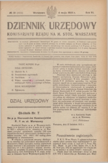 Dziennik Urzędowy Komisariatu Rządu na M. Stoł. Warszawę. R.6, № 31 (4 maja 1925) = № 1052