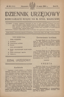 Dziennik Urzędowy Komisariatu Rządu na M. Stoł. Warszawę. R.6, № 33 (14 maja 1925) = № 1054