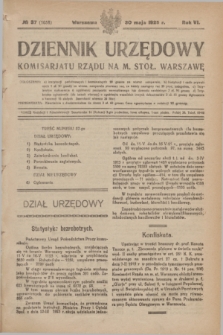 Dziennik Urzędowy Komisariatu Rządu na M. Stoł. Warszawę. R.6, № 37 (30 maja 1925) = № 1058