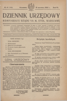 Dziennik Urzędowy Komisariatu Rządu na M. Stoł. Warszawę. R.6, № 41 (15 czerwca 1925) = № 1062