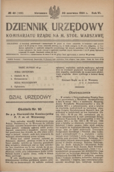 Dziennik Urzędowy Komisariatu Rządu na M. Stoł. Warszawę. R.6, № 45 (30 czerwca 1925) = № 1066