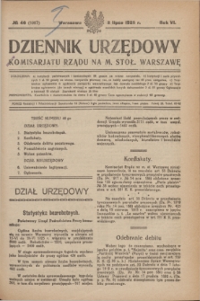 Dziennik Urzędowy Komisariatu Rządu na M. Stoł. Warszawę. R.6, № 46 (2 lipca 1925) = № 1067