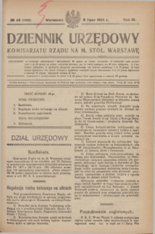 Dziennik Urzędowy Komisariatu Rządu na M. Stoł. Warszawę. R.6, № 48 (9 lipca 1925) = № 1069