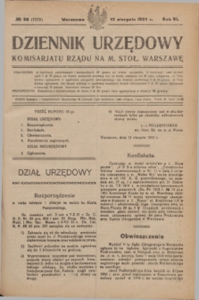 Dziennik Urzędowy Komisariatu Rządu na M. Stoł. Warszawę. R.6, № 58 (13 sierpnia 1925) = № 1079