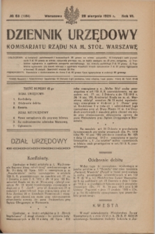 Dziennik Urzędowy Komisariatu Rządu na M. Stoł. Warszawę. R.6, № 63 (28 sierpnia 1925) = № 1084