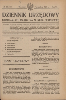 Dziennik Urzędowy Komisariatu Rządu na M. Stoł. Warszawę. R.6, № 66 (7 września 1925) = № 1087