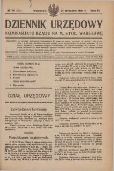 Dziennik Urzędowy Komisariatu Rządu na M. Stoł. Warszawę. R.6, № 70 (21 września 1925) = № 1091
