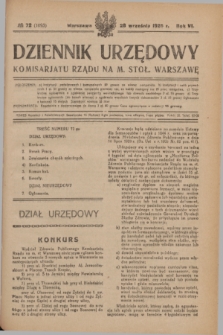 Dziennik Urzędowy Komisariatu Rządu na M. Stoł. Warszawę. R.6, № 72 (28 września 1925) = № 1093