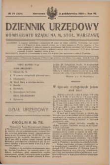 Dziennik Urzędowy Komisariatu Rządu na M. Stoł. Warszawę. R.6, № 73 (2 października 1925) = № 1094