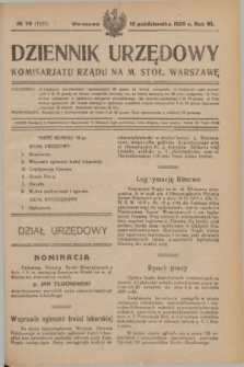 Dziennik Urzędowy Komisariatu Rządu na M. Stoł. Warszawę. R.6, № 76 (12 października 1925) = № 1097