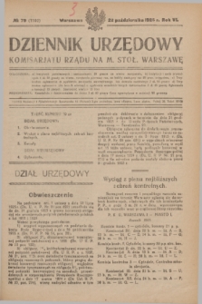 Dziennik Urzędowy Komisariatu Rządu na M. Stoł. Warszawę. R.6, № 79 (22 października 1925) = № 1100