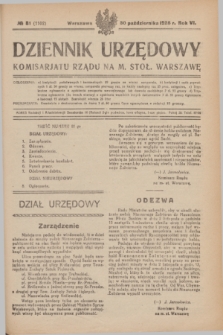Dziennik Urzędowy Komisariatu Rządu na M. Stoł. Warszawę. R.6, № 81 (30 października 1925) = № 1102