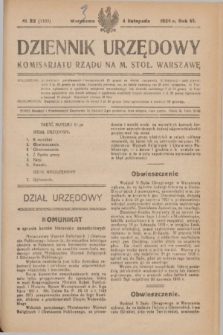 Dziennik Urzędowy Komisariatu Rządu na M. Stoł. Warszawę. R.6, № 82 (4 listopada 1925) = № 1103