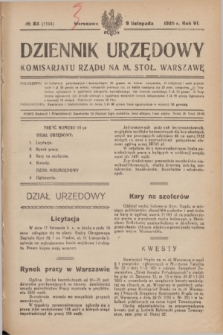 Dziennik Urzędowy Komisariatu Rządu na M. Stoł. Warszawę. R.6, № 83 (9 listopada 1925) = № 1104