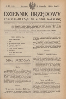 Dziennik Urzędowy Komisariatu Rządu na M. Stoł. Warszawę. R.6, № 85 (16 listopada 1925) = № 1106