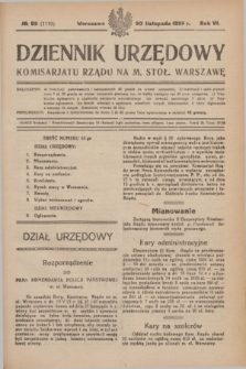 Dziennik Urzędowy Komisariatu Rządu na M. Stoł. Warszawę. R.6, № 89 (30 listopada 1925) = № 1110