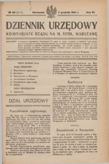 Dziennik Urzędowy Komisariatu Rządu na M. Stoł. Warszawę. R.6, № 90 (4 grudnia 1925) = № 1111